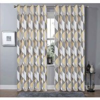Printed Marble Curtains - Ochre / 167cm / 183cm