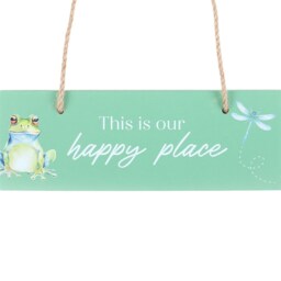 Our Happy Place Hanging Sign With Frog And Dragonfly - Light Green - thumbnail 3