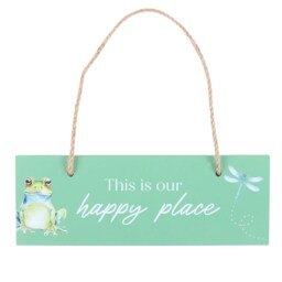 Our Happy Place Hanging Sign With Frog And Dragonfly - Light Green - thumbnail 5