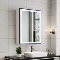 Fog-Free LED Mirror Cabinet with Shaver Socket - White + Black - image 1