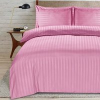 satin-stripe king pink duvet - Pink