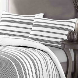 Maximus Striped Duvet Cover Set - Black / King - thumbnail 3