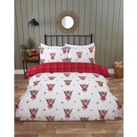 Fergus Highland Cow Duvet Cover Set - White / Single - image 1
