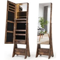Lighted Jewelry Organizer Armoire Jewelry Cabinet - Brown