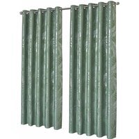 Leaf Sparkle Blackout Curtains - Sage Green / 167cm / 137cm