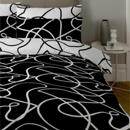 Pablo Reversible Duvet Cover and Pillowcase Set - Monotone / 200cm - thumbnail 2