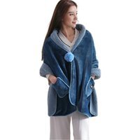 Winter Warmth Women's Multifunctional Shawl Cover Blanket - Blue - image 1