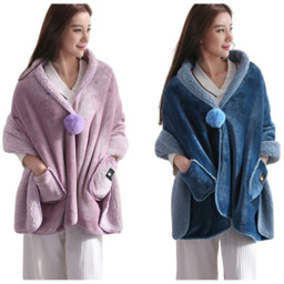 Winter Warmth Women's Multifunctional Shawl Cover Blanket - Blue - thumbnail 4