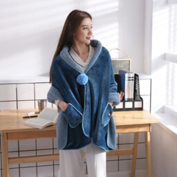 Winter Warmth Women's Multifunctional Shawl Cover Blanket - Blue - thumbnail 2