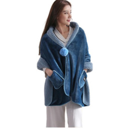 Winter Warmth Women's Multifunctional Shawl Cover Blanket - Blue - thumbnail 3