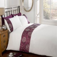 Lexi Emboidered Floral Polyester Duvet Set With Pillowcase - Plum / Single