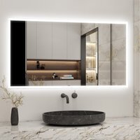 LED illuminated Bathroom Mirror Anti-fog Rectangle - White / 120cm