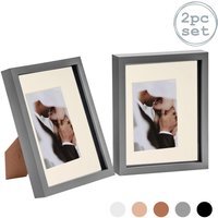 "3D Box Photo Frame - 8 x 10"" with 4x6"" Mount - Pack of 2 - Grey/Ivory" - image 1