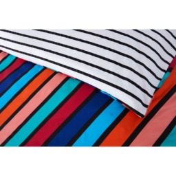 Oxford Stripe Microfibre Fabric Reversible Duvet Cover Set with Pillowcase - Bright Blue / King - thumbnail 3