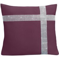 Diamonte Detail Soft Touch Matte Fabric Scatter Cushion - Plum