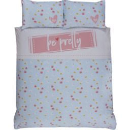 Be Pretty Polycotton Duvet Set with Pillowcase - Duck Egg / Double - thumbnail 3