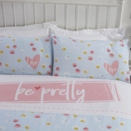 Be Pretty Polycotton Duvet Set with Pillowcase - Duck Egg / Double - thumbnail 2