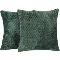 Pack Of Waffle Fleece Cushion Covers - Forest Green / 2 - image 1