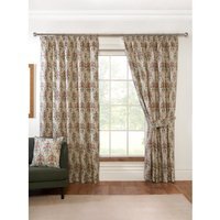 Buttermere Fully Lined Floral Curtains - Pencil Pleat - Polycotton, Autumn 117cm x 137cm (Pair) - Terracotta and Green