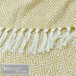 100 Percent Cotton Indian Diamond Patterend Batten Sofa or Bed Throw - Ochre / 127cm / 127x152 cm - thumbnail 4