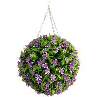 Best Artificial 38cm Purple Lily Hanging Basket Flower Topiary Ball - Purple - thumbnail 1