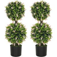 Artificial Topiary Ball Tree Set 70cm Potted Indoor Outdoor - Pink