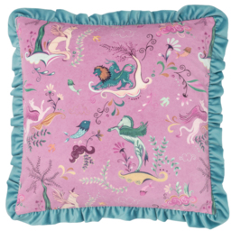 Athena Printed Velvet Cushion - Lilac/Mineral / Polyester - thumbnail 2