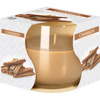 Scented Glass Jar Candle Cinnamon  Tan - White & Tan