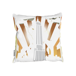 Art Deco Skyscraper Outdoor Cushion - Yellow / 60cm - thumbnail 2