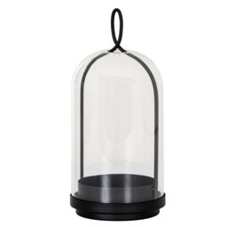 Nysa Large Candle Holder with Glass Cloche Elegant Home Decor Accessory - Black - thumbnail 2
