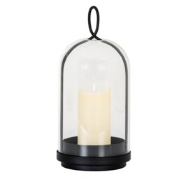 Nysa Large Candle Holder with Glass Cloche Elegant Home Decor Accessory - Black - thumbnail 3