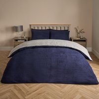 Teddy Fleece Reversible Duvet Set - Navy Blue / Single - image 1
