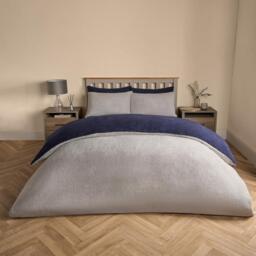 Teddy Fleece Reversible Duvet Set - Navy Blue / Single - thumbnail 3
