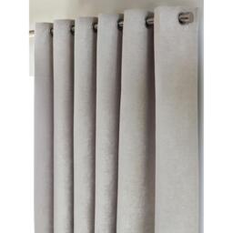 Chenille Blackout Ring Top Eyelet Curtains - Silver / 168cm / 229cm - thumbnail 2