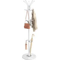 Freestanding Metal Coat Rack with Marble Base - White / 38cm