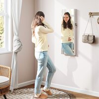 HOMCOM Jewellery Cabinet with Lights Full Length Mirror - Pink Lining - thumbnail 1