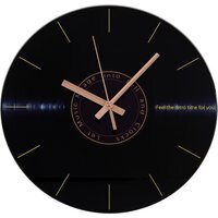 Retro Vinyl Record Album Glass Wall Clock - Black - thumbnail 1