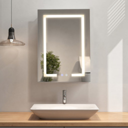 Anti Fog LED Dimmable Mirror Cabinet With Shaver Socket - White / 45cm - thumbnail 2