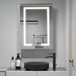 Anti Fog LED Dimmable Mirror Cabinet With Shaver Socket - White / 45cm - thumbnail 3