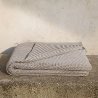 Pa Tung Double Grey Hand-Knitted Chunky Cotton Throw for Sofa and Bed - Grey