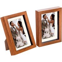 "3D Box Photo Frame - 5x7"" with 4 x 6"" Mount - Pack of 2 - Dark Wood/Ivory" - thumbnail 1