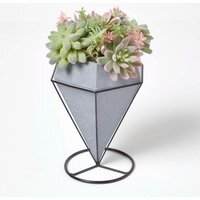 Homescapes Artificial Cactus and Succulent Arrangement in Geometric Pot - Green - image 1