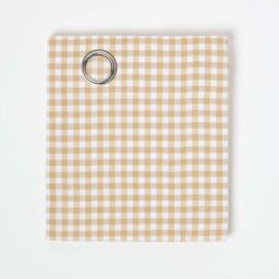 Cotton Gingham Eyelet Curtain Pair - Beige / 137cm / 182cm - thumbnail 3