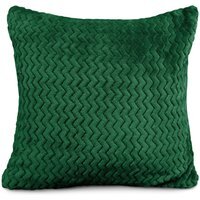 Snug Soft Chevron Patterned Mink Cushion Small - Emerald / Polyester - thumbnail 1