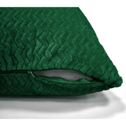 Snug Soft Chevron Patterned Mink Cushion Small - Emerald / Polyester - thumbnail 4