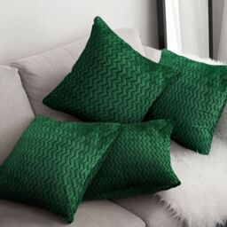 Snug Soft Chevron Patterned Mink Cushion Small - Emerald / Polyester - thumbnail 5