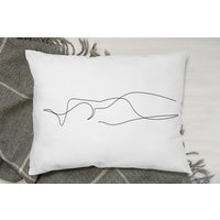 Line Art Drawing Of Woman Cushion - White - image 1