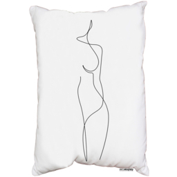 Line Art Drawing Of Woman Cushion - White - thumbnail 2
