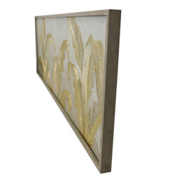 Embellished Gold Leaves Framed Print - Grey - thumbnail 2