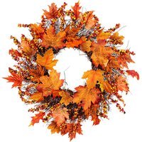 Artificial Autumn Wreath with LED - Orange - image 1